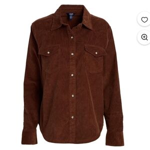 Chaps Womens Brown Corduroy Button-Down Shirt Sz XL
